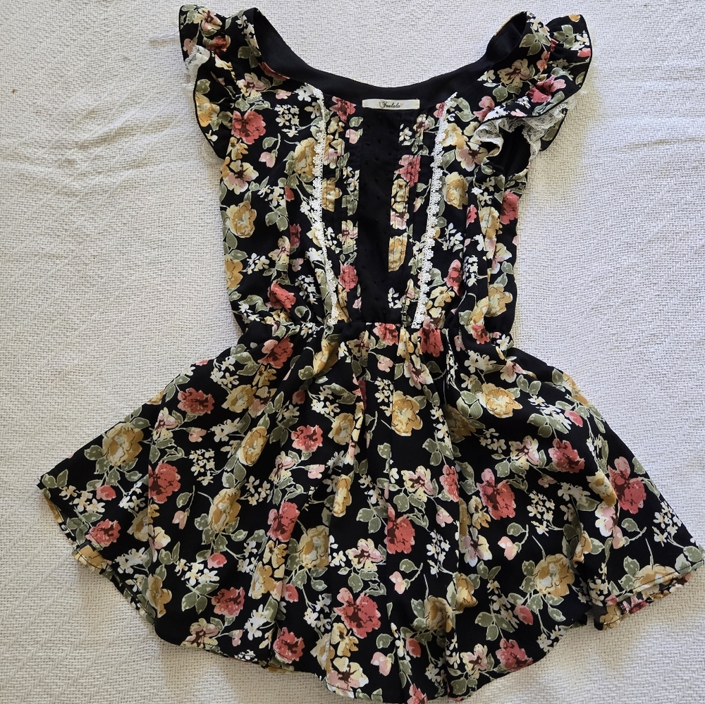 LIZ LISA Black and Pink Floral Mini Dress